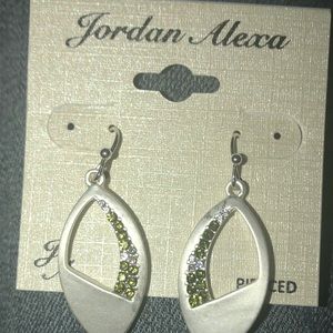Jordan Alexa Silver green crystal dangle earrings